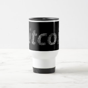Bitcoin logo wordart graphics travel mug
