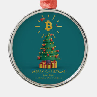Bitcoin Merry Christmas Cryptocurrency Custom Name Metal Tree Decoration
