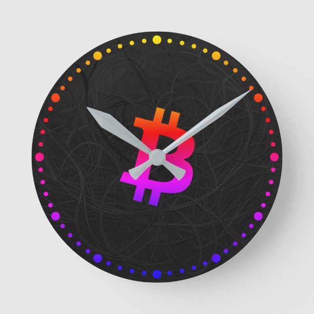 Bitcoin Miami Neuron Black Round Clock (Front)