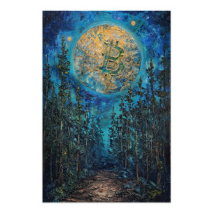 Bitcoin Moon BTC art oil painting Photo Print