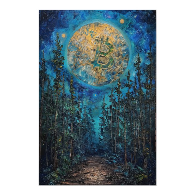Bitcoin Moon BTC art oil painting Photo Print (Front)