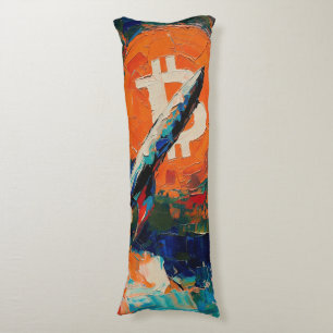 "Bitcoin Moon" Oil Painting #3 Body Cushion