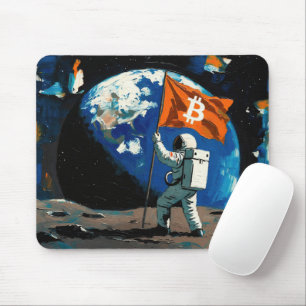 "Bitcoin Moon" Oil Painting #4 Mouse Mat