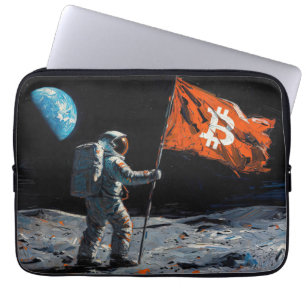 "Bitcoin Moon" Oil Painting #5 Laptop Sleeve