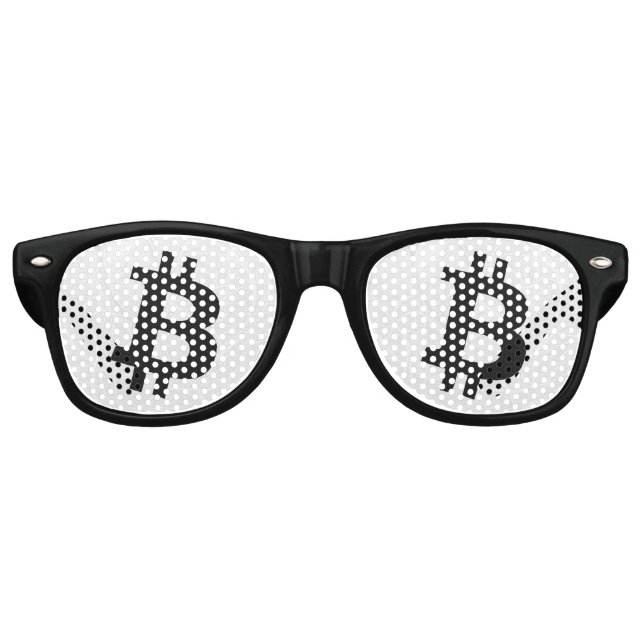 Bitcoin Neuron White Retro Sunglasses (Front)