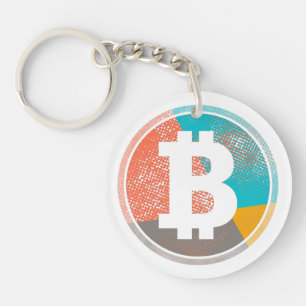 Bitcoin Pastel Pop Art Halftone Logo Key Ring