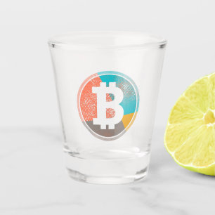 Bitcoin Pastel Pop Art Halftone Logo Shot Glass