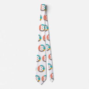 Bitcoin Pastel Pop Art Halftone Logo Tie