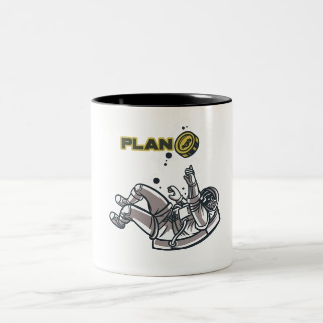 Bitcoin Plan B Astronaut Design Two-Tone Coffee Mug (Center)
