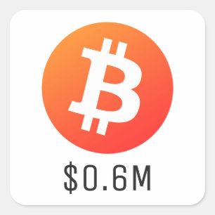 Bitcoin Price $600K ($0.6M) One Million Square Sticker