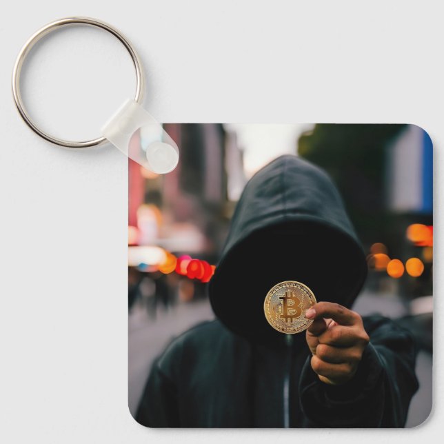 Bitcoin QR Code Personalised Key Ring (Front)