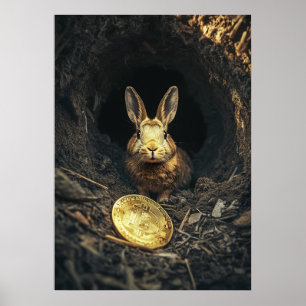 Bitcoin Rabbit Hole Crypto Bunny Poster
