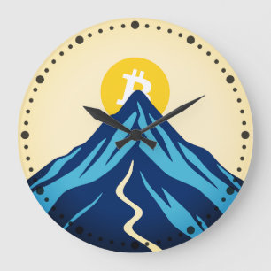 Bitcoin Rising (Style: Bright) Large Clock