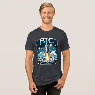 Bitcoin Rocket Crypto BTC Meme  Tri-Blend Shirt