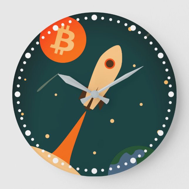 Bitcoin Rocket Large Clock (Front)