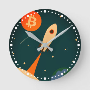 Bitcoin Rocket Round Clock