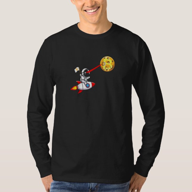 Bitcoin Rocket Spaceship Astronaut Moon Cryptocurr T-Shirt (Front)