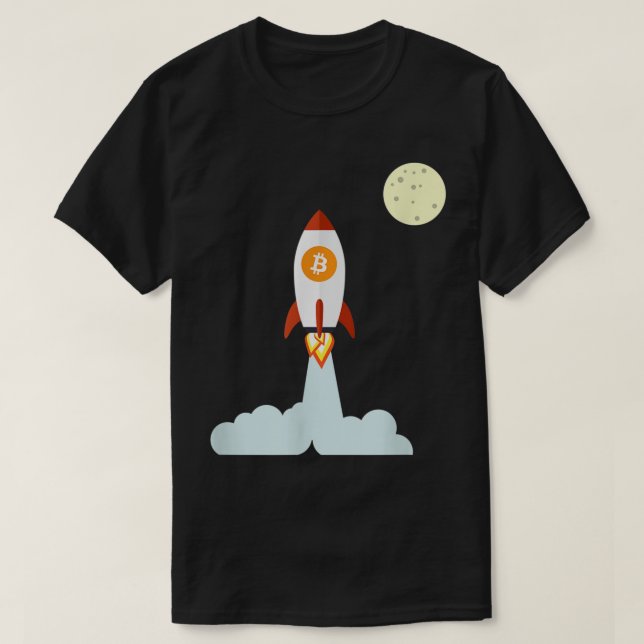 Bitcoin Rocket To The Moon Design T-Shirt (Design Front)
