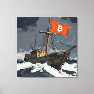 "Bitcoin Sailing" Oil Painting #2 Canvas Print