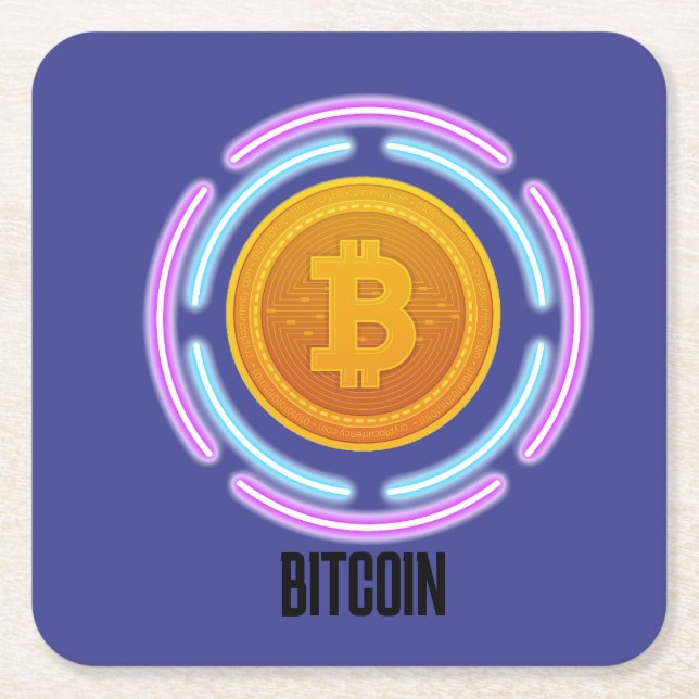 BITCOIN SQUARE PAPER COASTER (Front)