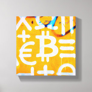 Bitcoin Street Art (Orange Painting No. 1) Canvas Print
