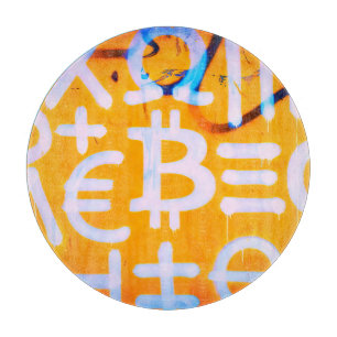Bitcoin Street Art (Orange Painting No. 1) Cutting Board