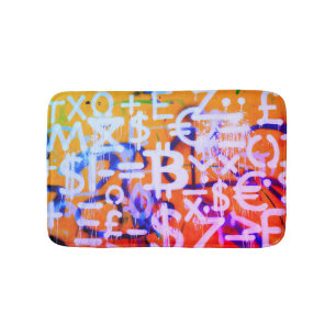 Bitcoin Street Art (Orange Painting No. 2) Bath Mat