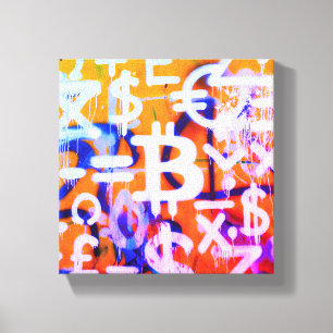 Bitcoin Street Art (Orange Painting No. 2) Canvas Print