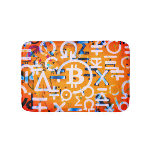 Bitcoin Street Art (Orange Painting No. 3) Bath Mat