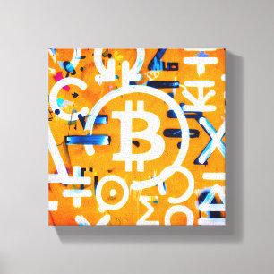 Bitcoin Street Art (Orange Painting No. 3) Canvas Print