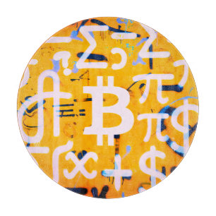 Bitcoin Street Art (Orange Painting No. 4) Cutting Board