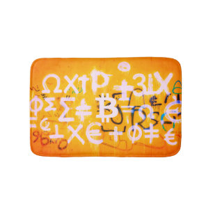 Bitcoin Street Art (Orange Painting No. 5) Bath Mat