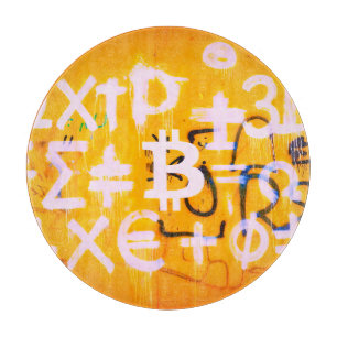 Bitcoin Street Art (Orange Painting No. 5) Cutting Board