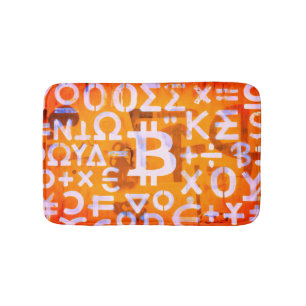 Bitcoin Street Art (Orange Painting No. 6) Bath Mat