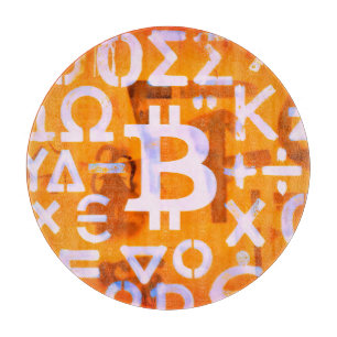 Bitcoin Street Art (Orange Painting No. 6) Cutting Board