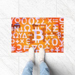 Bitcoin Street Art (Orange Painting No. 6) Doormat