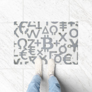 Bitcoin Street Art (White Painting No. 1) Doormat