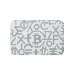 Bitcoin Street Art (White Painting No. 2) Bath Mat