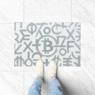 Bitcoin Street Art (White Painting No. 2) Doormat