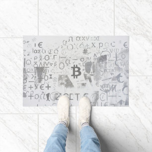 Bitcoin Street Art (White Painting No. 3) Doormat