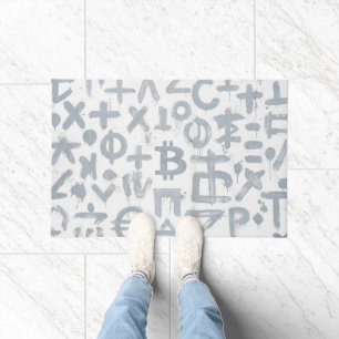 Bitcoin Street Art (White Painting No. 4) Doormat
