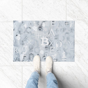 Bitcoin Street Art (White Painting No. 7) Doormat