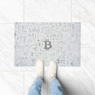 Bitcoin Street Art (White Painting No. 8) Doormat