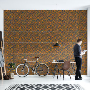 Bitcoin Symbols Orange and Grey Patterned Wallpaper