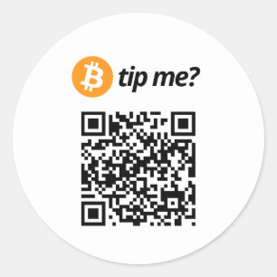 Bitcoin Tip Me? Classic Round Sticker