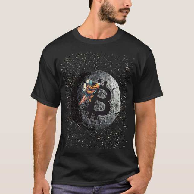 Bitcoin to the moon astronaut in space T-Shirt (Front)