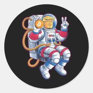 Bitcoin To The Moon Btc Astronaut Crypto Fomo Trum Classic Round Sticker