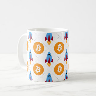 Bitcoin to the moon rocket coffee mug crypto