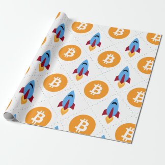 Bitcoin to the moon rocket gift wrapping paper btc