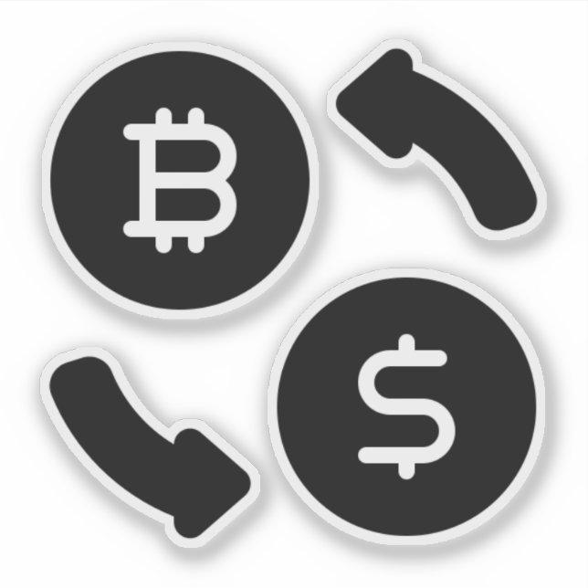 Bitcoin to US Dollars Icons Black and White (Front)